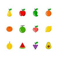 Fruits and berries icon set colored. Vector illustration in flat style.