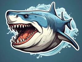 Sticker of a shark for t shirt design vector illustration with isolated background AI Generative photo