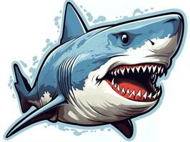 Sticker of a shark for t shirt design vector illustration with isolated background AI Generative photo