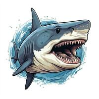 Sticker of a shark for t shirt design vector illustration with isolated background AI Generative photo