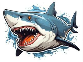 Sticker of a shark for t shirt design vector illustration with isolated background AI Generative photo