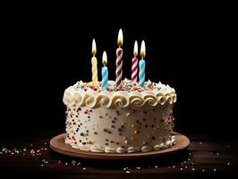 cumpleaños pastel con velas en aislado antecedentes ai generativo foto