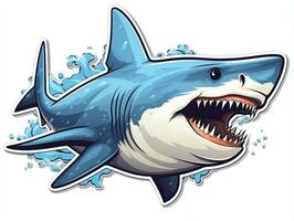 Sticker of a shark for t shirt design vector illustration with isolated background AI Generative photo