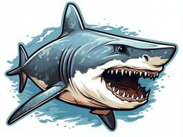 Sticker of a shark for t shirt design vector illustration with isolated background AI Generative photo