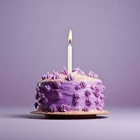 Birthday cake with candles on isolated background AI Generative photo