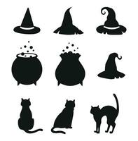 Vector illustration witch hat halloween theme silhouette isolated on white background.eps