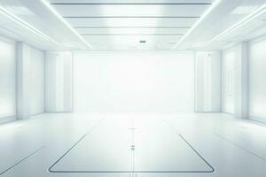 Futuristic empty space Sci Fi Hall room or studio background. AI Generative Pro Photo