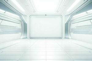 Futuristic empty space Sci Fi Hall room or studio background. AI Generative Pro Photo