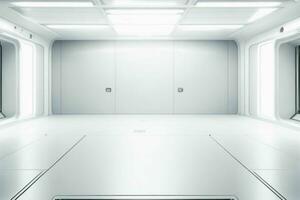 Futuristic empty space Sci Fi Hall room or studio background. AI Generative Pro Photo