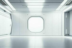 Futuristic empty space Sci Fi Hall room or studio background. AI Generative Pro Photo