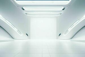 Futuristic empty space Sci Fi Hall room or studio background. AI Generative Pro Photo