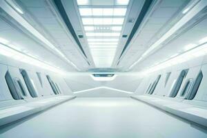 Futuristic empty space Sci Fi Hall room or studio background. AI Generative Pro Photo