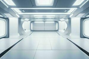 Futuristic empty space Sci Fi Hall room or studio background. AI Generative Pro Photo