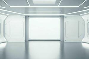 Futuristic empty space Sci Fi Hall room or studio background. AI Generative Pro Photo