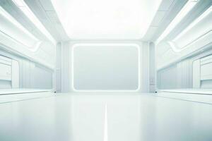 Futuristic empty space Sci Fi Hall room or studio background. AI Generative Pro Photo