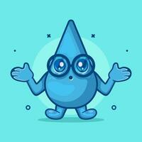 cute water drop character mascot with confused gesture isolated cartoon in flat style design vector