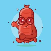 cute sausage food character mascot running isolated cartoon in flat style design vector