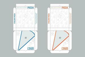 Pizza embalaje diseño. Pizza caja diseño, dos color colocar, Listo para impresión. vector