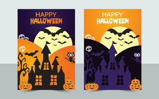 Halloween Banners Set. Vector Illustration. Flat Halloween Icons. Halloween Party Invitation. Halloween Template.