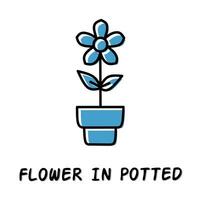 Flower in potted icon illustration. Stock vector. vector