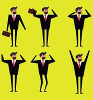 Businessman in Suit in Six Different Poses Vector - Professional Vector Pack