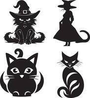 Halloween Black Vector art, Spider, witch , hat, ghost