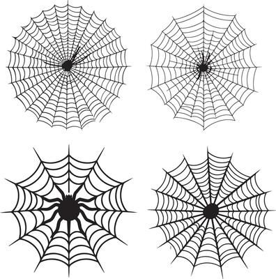 Halloween Black Vector art, Spider, witch , hat, ghost