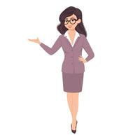 Pose character pose of businesswoman in suit set. Vector illustration