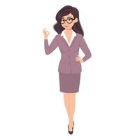 Pose character pose of businesswoman in suit set. Vector illustration