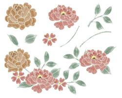 mano dibujado Rosa Clásico batik vector