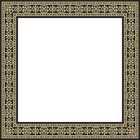 Vector golden with black Square Kazakh national ornament. Ethnic pattern of the peoples of the Great Steppe, .Mongols, Kyrgyz, Kalmyks, Buryats. Square frame border