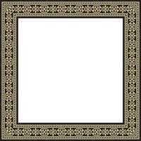 Vector golden with black Square Kazakh national ornament. Ethnic pattern of the peoples of the Great Steppe, .Mongols, Kyrgyz, Kalmyks, Buryats. Square frame border