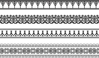 Vector set of seamless Yakut national ornaments. monochrome endless asian patterns, bodices and frames. Home decorations, carpets and ceramics. Traditions of northern peoples, people of the tundra