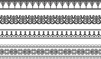 Vector set of seamless Yakut national ornaments. monochrome endless asian patterns, bodices and frames. Home decorations, carpets and ceramics. Traditions of northern peoples, people of the tundra