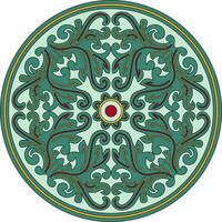 Vector colored round ancient Byzantine ornament. Classical circle of the Eastern Roman Empire, Greece. Pattern motifs of Constantinople