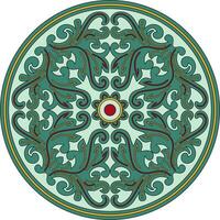 Vector colored round ancient Byzantine ornament. Classical circle of the Eastern Roman Empire, Greece. Pattern motifs of Constantinople