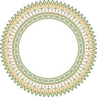 Vector colored round Turkish ornament. Ottoman circle, ring, frame