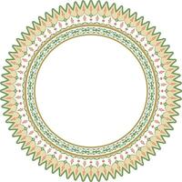 Vector colored round Turkish ornament. Ottoman circle, ring, frame