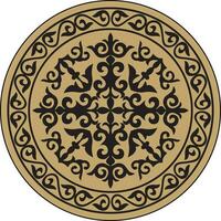 Vector Kazakh round ornament. circle with ornament drawing of the great steppe. Patterns of the Turkic peoples, siberia and mongolia