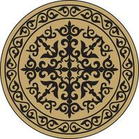 Vector Kazakh round ornament. circle with ornament drawing of the great steppe. Patterns of the Turkic peoples, siberia and mongolia