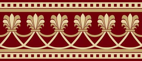 vector interminable rojo y oro nacional persa ornamento. sin costura marco, frontera étnico modelo de iraní civilización