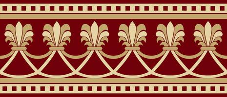 Vector endless red and gold national persian ornament. Seamless frame, border ethnic pattern of Iranian civilization