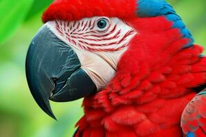 beautiful red macaw parrot. AI Generative Pro Photo