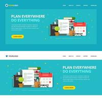 Website template design to do or check list service vector illustration, flat cartoon web site landing page with checkmarks report and calendar task manager software app, modern planner mockup