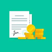 Contract success deal or agreement with money vector illustration, flat cartoon signature document and loan or credit cash, financial insurance application form or partnership image