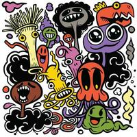 Vector illustration colorful of Doodle cute Monster background ,Hand drawing Doodle