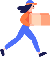 Hand Drawn a delivery man is delivering a package to a customer in flat style png