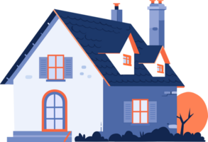 Hand Drawn House building in vintage style in flat style png