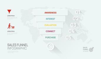 Infographic Sales funnel diagram template for business. Timeline 5 step level, vector infographics.