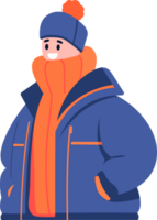 Hand Drawn Characters with sweaters in winter in flat style png